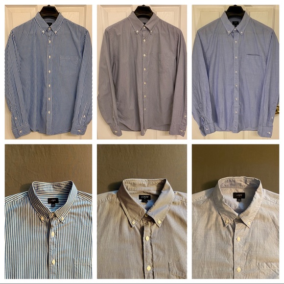 3x Blue J. Crew Button-Down Dress Shirts (LG) - Picture 1 of 8